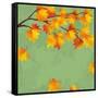 Vintage Autumn Wallpaper, Leaf Fall Background-silvionka-Framed Stretched Canvas