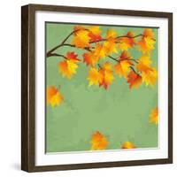 Vintage Autumn Wallpaper, Leaf Fall Background-silvionka-Framed Art Print