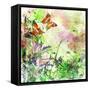 Vintage Background In Painting Style With Butterflies-Maugli-l-Framed Stretched Canvas