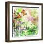 Vintage Background In Painting Style With Butterflies-Maugli-l-Framed Art Print
