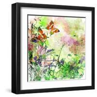 Vintage Background In Painting Style With Butterflies-Maugli-l-Framed Art Print