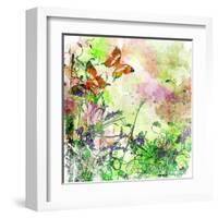 Vintage Background In Painting Style With Butterflies-Maugli-l-Framed Art Print