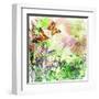 Vintage Background In Painting Style With Butterflies-Maugli-l-Framed Art Print
