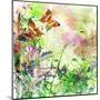 Vintage Background In Painting Style With Butterflies-Maugli-l-Mounted Art Print