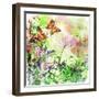 Vintage Background In Painting Style With Butterflies-Maugli-l-Framed Art Print