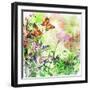 Vintage Background In Painting Style With Butterflies-Maugli-l-Framed Art Print