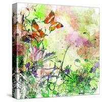 Vintage Background In Painting Style With Butterflies-Maugli-l-Stretched Canvas