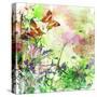 Vintage Background In Painting Style With Butterflies-Maugli-l-Stretched Canvas