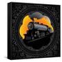 Vintage Background with Old Locomotive. Vector Illustration.-Rashomon-Framed Stretched Canvas