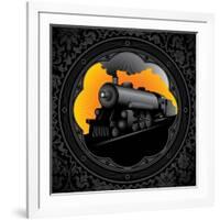 Vintage Background with Old Locomotive. Vector Illustration.-Rashomon-Framed Art Print