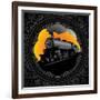 Vintage Background with Old Locomotive. Vector Illustration.-Rashomon-Framed Art Print