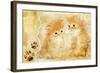 Vintage Background With Paper Border And Kittens Picture-Maugli-l-Framed Art Print