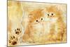 Vintage Background With Paper Border And Kittens Picture-Maugli-l-Mounted Art Print