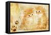 Vintage Background With Paper Border And Kittens Picture-Maugli-l-Framed Stretched Canvas