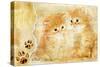 Vintage Background With Paper Border And Kittens Picture-Maugli-l-Stretched Canvas