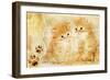 Vintage Background With Paper Border And Kittens Picture-Maugli-l-Framed Art Print