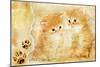 Vintage Background With Paper Border And Kittens Picture-Maugli-l-Mounted Art Print