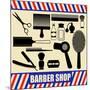 Vintage Barber And Hairdresser Silhouette Set-radubalint-Mounted Art Print