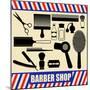 Vintage Barber And Hairdresser Silhouette Set-radubalint-Mounted Premium Giclee Print