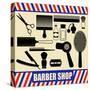 Vintage Barber And Hairdresser Silhouette Set-radubalint-Stretched Canvas