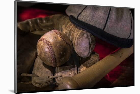 Vintage baseball paraphernalia laid out carefully painted with light-Sheila Haddad-Mounted Photographic Print