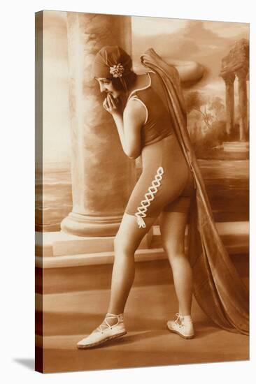 Vintage Bathing Beauty in Swimsuit-null-Stretched Canvas