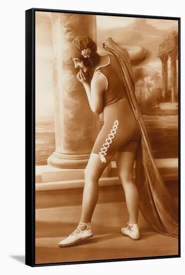 Vintage Bathing Beauty in Swimsuit-null-Framed Stretched Canvas