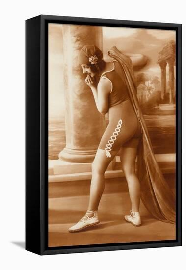 Vintage Bathing Beauty in Swimsuit-null-Framed Stretched Canvas