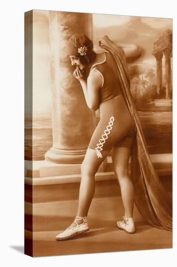 Vintage Bathing Beauty in Swimsuit-null-Stretched Canvas