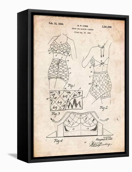 Vintage Bathing Suit Patent 1940-Cole Borders-Framed Stretched Canvas