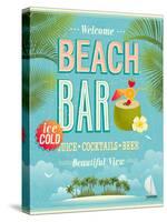 Vintage Beach Bar Poster-avean-Stretched Canvas