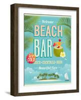 Vintage Beach Bar Poster-avean-Framed Art Print