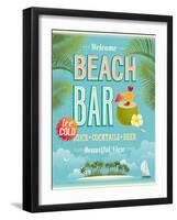 Vintage Beach Bar Poster-avean-Framed Art Print