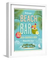 Vintage Beach Bar Poster-avean-Framed Art Print