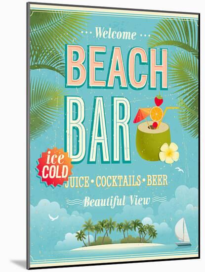 Vintage Beach Bar Poster-avean-Mounted Art Print