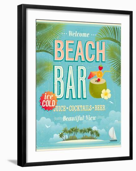 Vintage Beach Bar Poster-avean-Framed Art Print