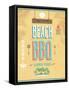 Vintage Beach Bbq Poster-avean-Framed Stretched Canvas