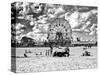 Vintage Beach, Black and White Photography, Wonder Wheel, Coney Island, Brooklyn, New York, US-Philippe Hugonnard-Stretched Canvas