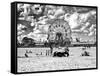 Vintage Beach, Black and White Photography, Wonder Wheel, Coney Island, Brooklyn, New York, US-Philippe Hugonnard-Framed Stretched Canvas