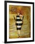 Vintage Beach Girl Black Stripes-Jennifer Garant-Framed Giclee Print