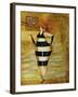 Vintage Beach Girl Black Stripes-Jennifer Garant-Framed Giclee Print