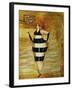 Vintage Beach Girl Black Stripes-Jennifer Garant-Framed Giclee Print