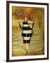 Vintage Beach Girl Black Stripes-Jennifer Garant-Framed Giclee Print