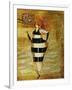 Vintage Beach Girl Black Stripes-Jennifer Garant-Framed Giclee Print