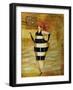 Vintage Beach Girl Black Stripes-Jennifer Garant-Framed Giclee Print