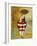 Vintage Beach Girl Red Stripes-Jennifer Garant-Framed Giclee Print