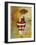 Vintage Beach Girl Red Stripes-Jennifer Garant-Framed Premium Giclee Print