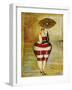 Vintage Beach Girl Red Stripes-Jennifer Garant-Framed Premium Giclee Print