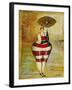 Vintage Beach Girl Red Stripes-Jennifer Garant-Framed Giclee Print