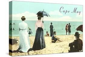 Vintage Beach Scene, Cape May, New Jersey-null-Stretched Canvas